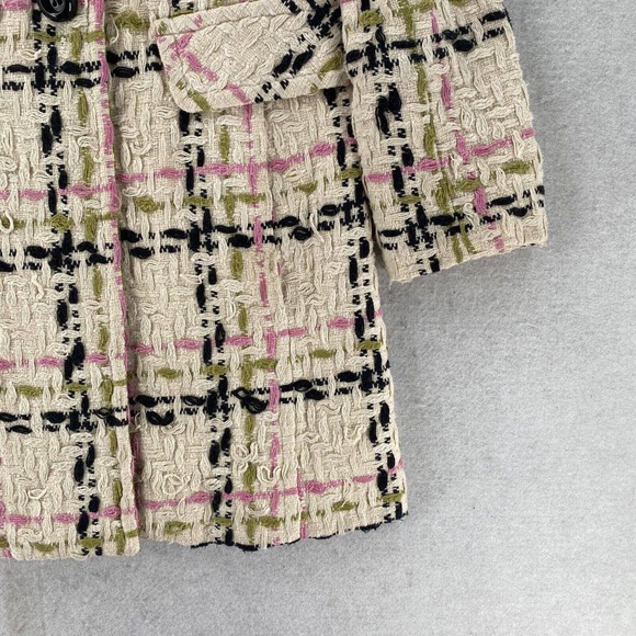 Milly of New York Tweed Pea Coat Womens Size 0 Double Breasted Long Wool Jacket - Picture 8 of 14